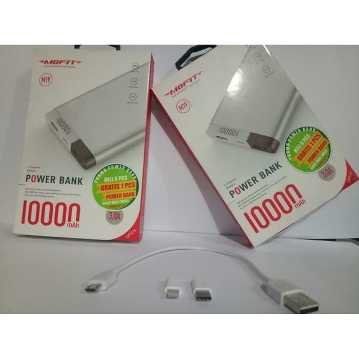 Promo Powerbank Mofit 10000mAh M19 Mobile Power Bank Experts Li Polymer   Hitam Diskon