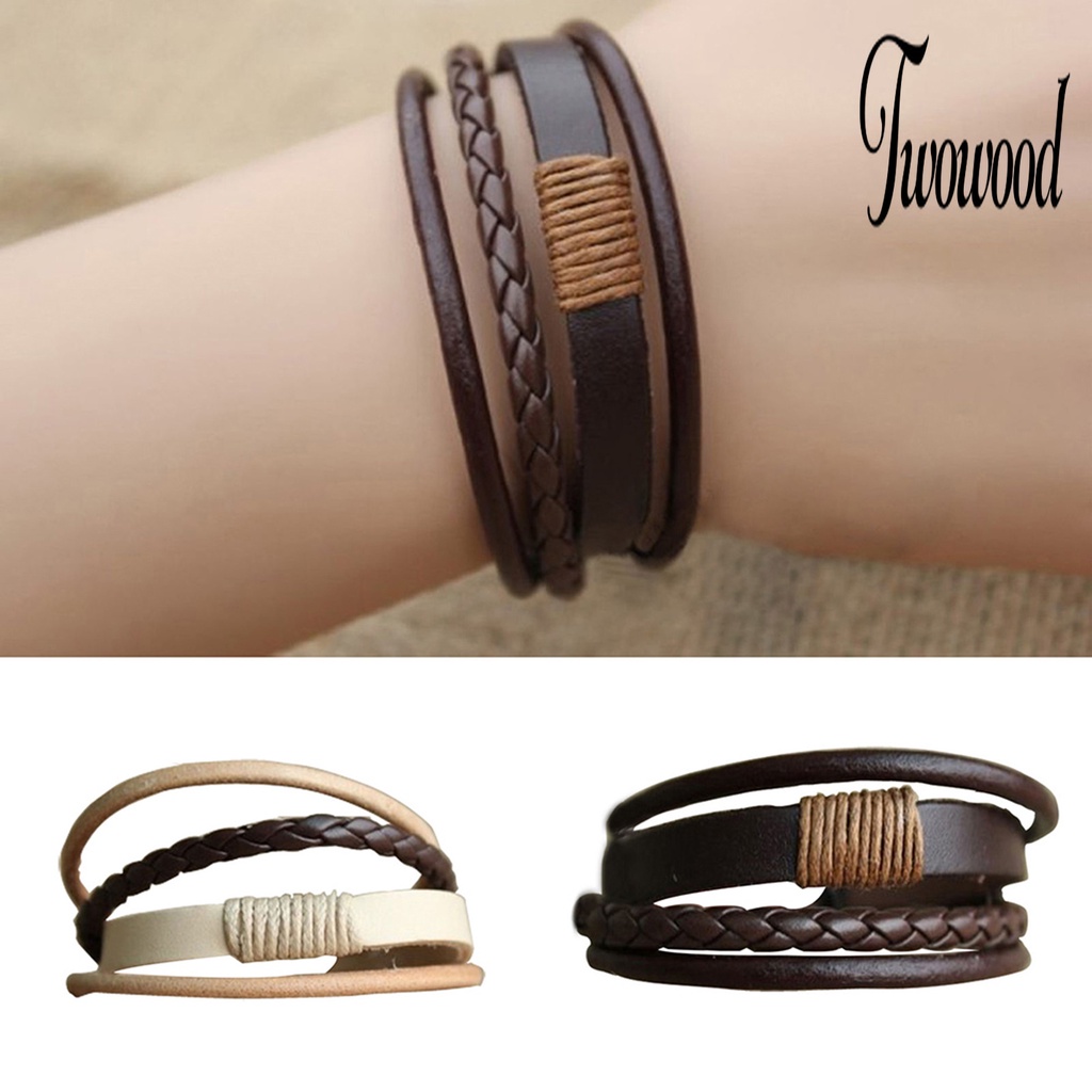 Gelang Multilayer Adjustable Bahan Kulit Imitasi Untuk Unisex