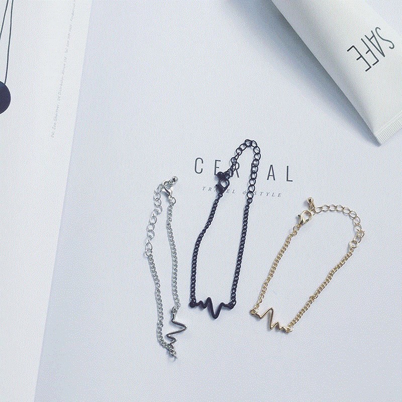 MURMURE.ID | GELANG TANGAN KAKI RANTAI KOREA DENGAN LIONTIN DETAK JANTUNG JW006-1