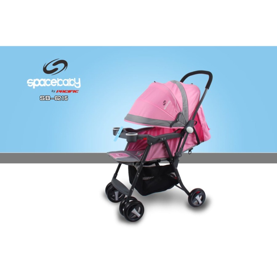 Stroller Anak Bayi Balita Kereta Dorong Stroler Spacebaby SB6215 Stir Bolak Balik By Pacific-3