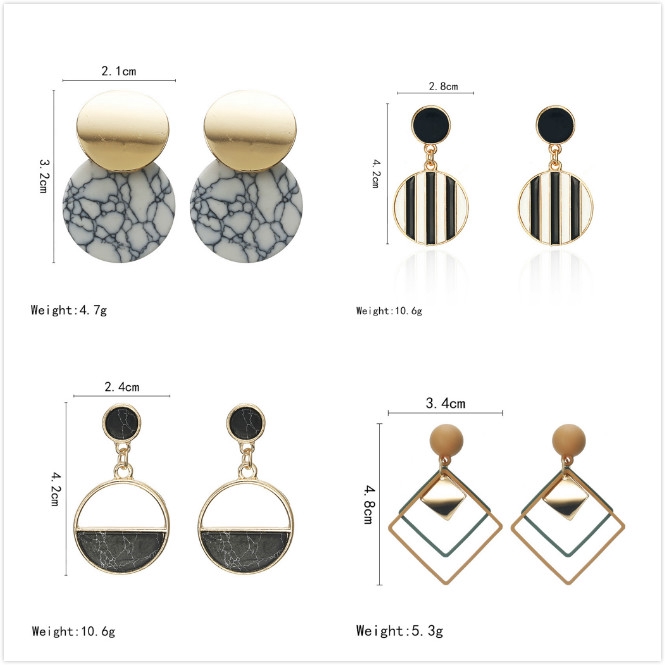 1Pasang Anting Pejantan Liontin Geometris Bohemian Wanita Modis-7