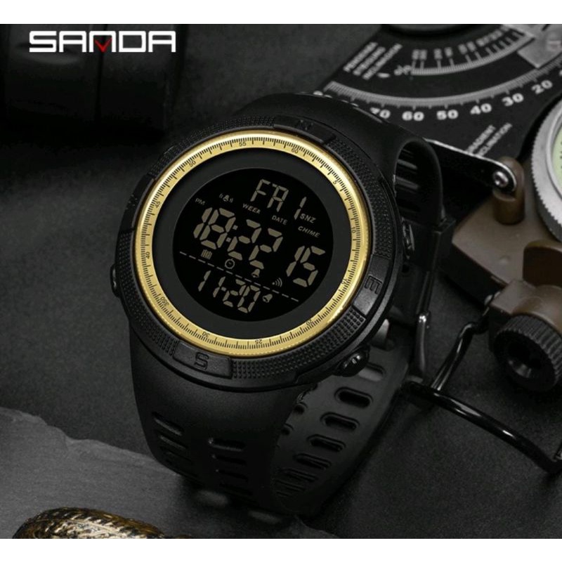 Jam Tangan SANDA 2003 Jam Tangan Pria Digital Tali Rubber Shockproof Anti Air