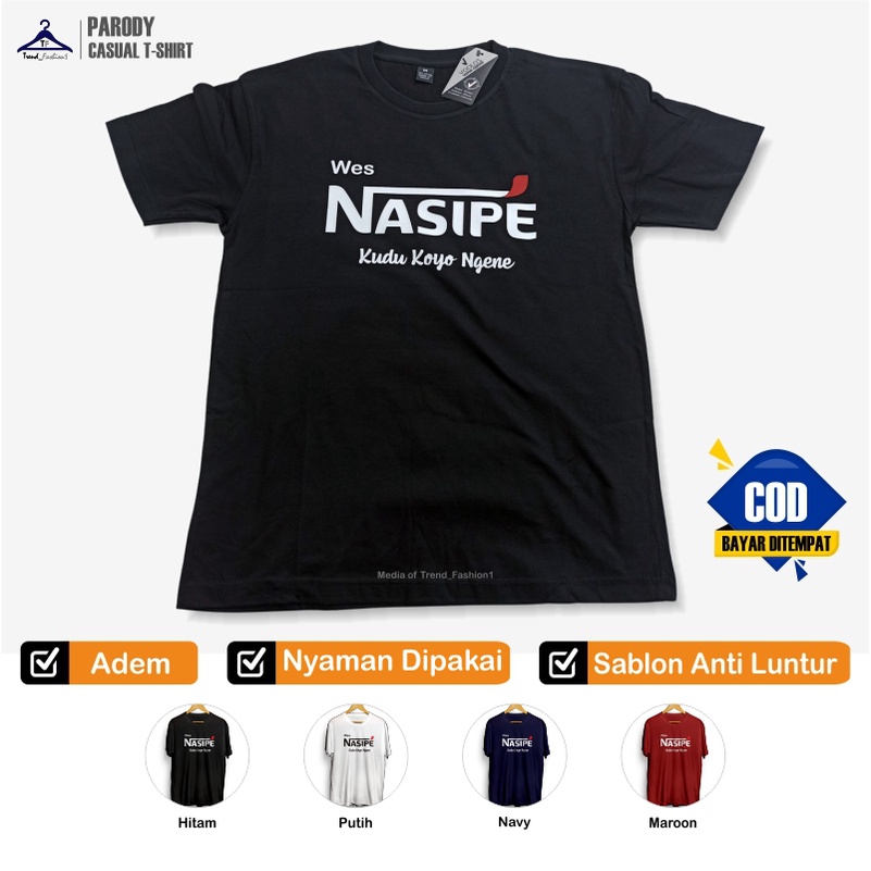Kaos Kata Kata Plesetan Bahasa Jawa Merek Nasipe Desain Unik dan Lucu Warna Hitam