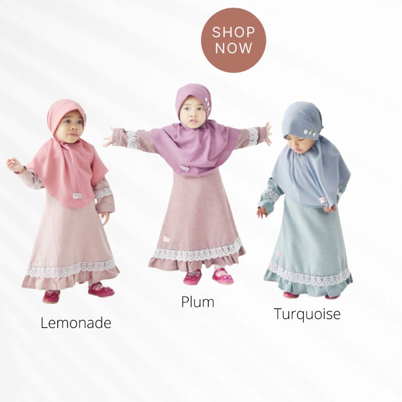 Gamis Anak set Hijab Baju lebaran Anak Murah