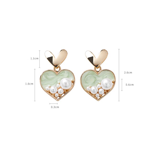 LRC Anting Tusuk Fashion  Marble Love Pearl Earrings F69736