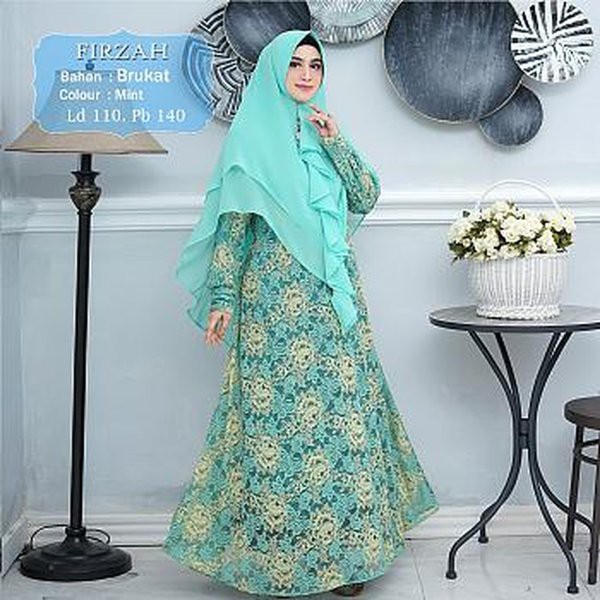 Baju Muslim Wanita Syari Brukat Firzah Tosca TL - Gamis Wanita Brukat Import Tosca