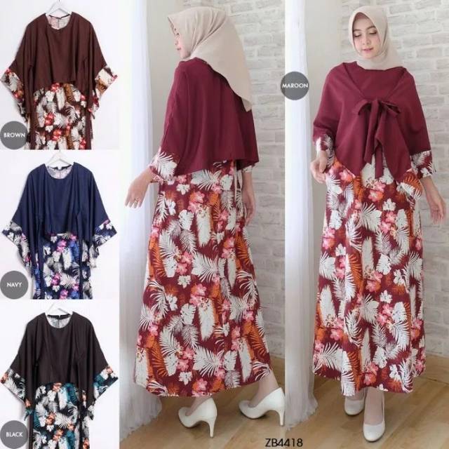 GAMIS BATWING CACA FIT TO L DRESS MUSLIM BAJU TERBARU SETELAN GAMIS WANITA FASHION ORI REALPICT
