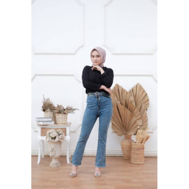 Highwaist Cutbray jeans kekinian / Cutbray jeans rawis terlaris /Celana cutbray jeans