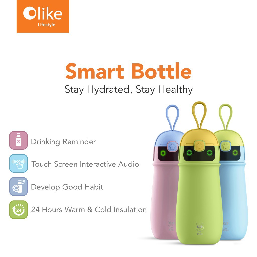 Olike Smart Bottle 400 ml Candy Pink, Baby Blue, Green