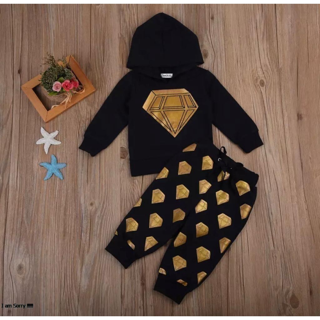 COD-SETELAN HOODIE DIAMOND ANAK 1-5 TAHUN SETELAN HOODIE ANAK KEKINIAN SETELAN HOODIE ANAK TERBARU S