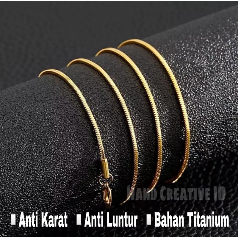 Kalung Pria Wanita Original Titanium Anti Karat Belut Kotak Silver