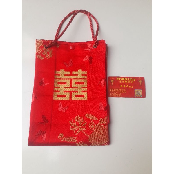 Goodie Bag Satin Shuang Xi Sangjit Sanjit Lamaran Wedding Pernikahan