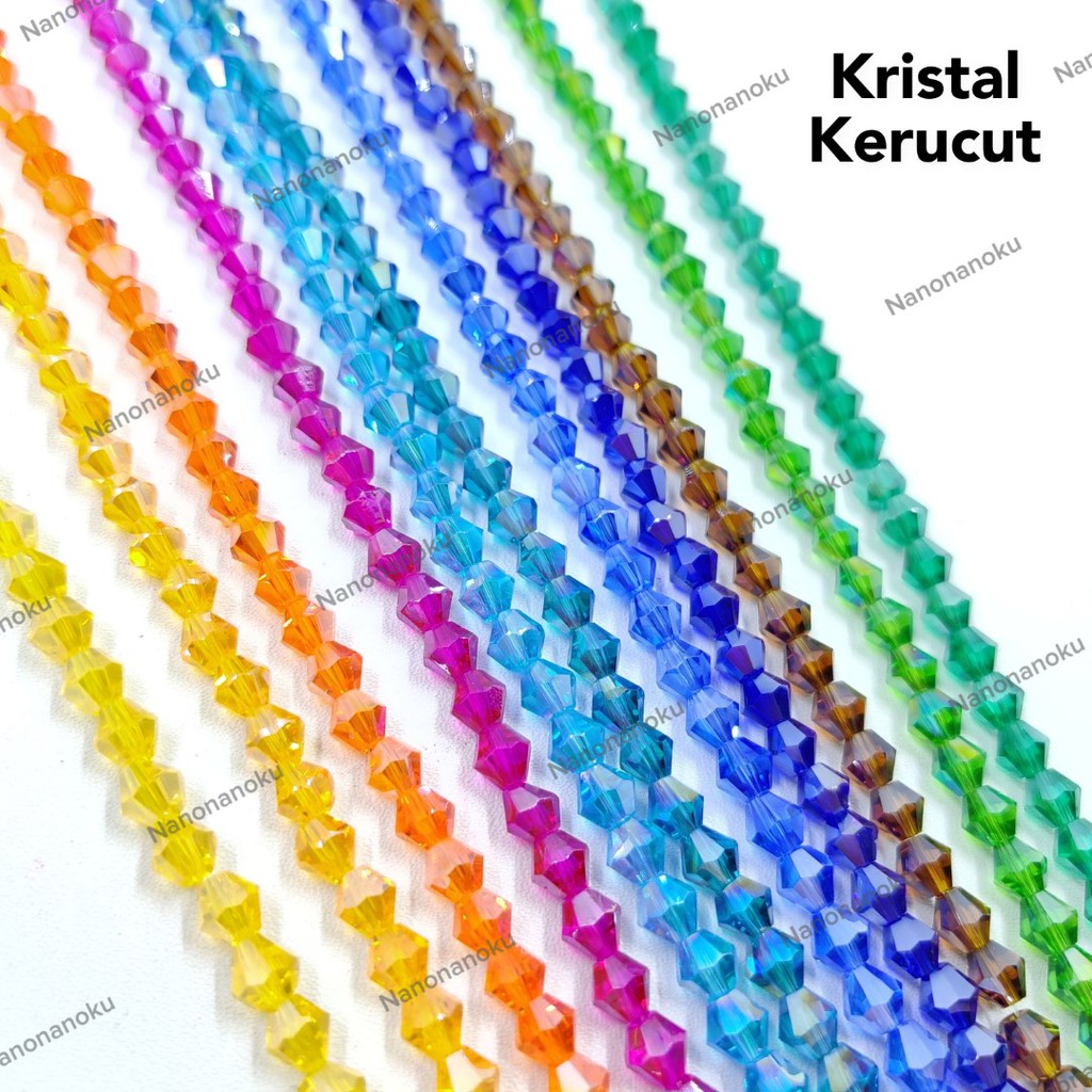 [10 Untai] Kristal Ceko Kerucut 6 mm Bicone/Lancip