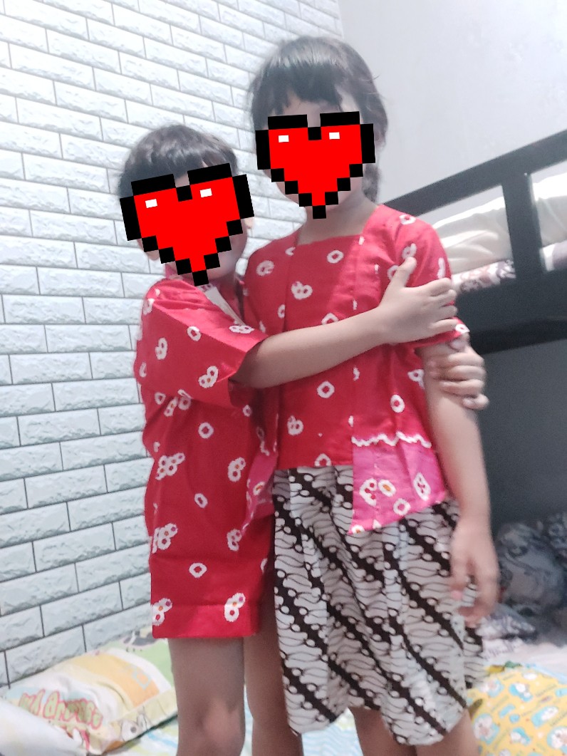 Setelan Batik Anak Cewek Bahan Katun Model Kutubaru Warna Marun Bac28