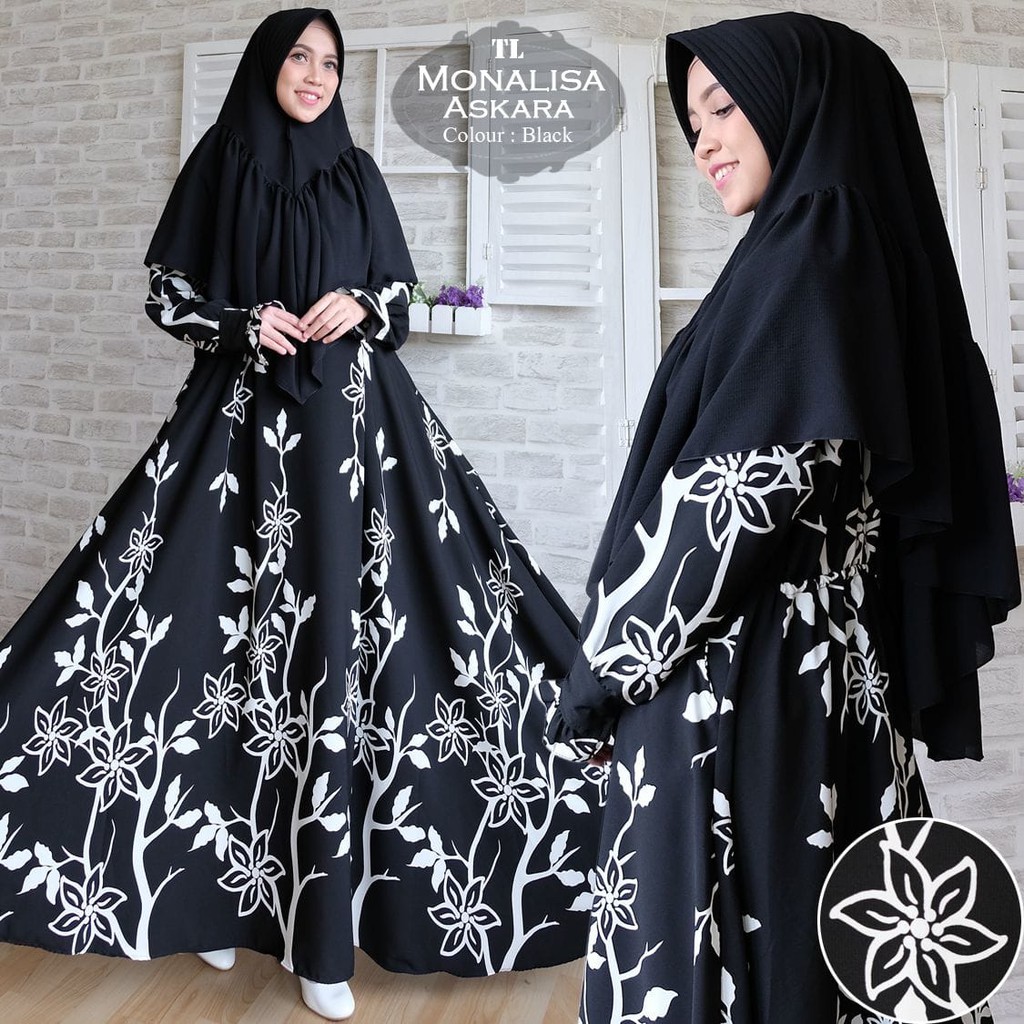 [Syari Monalisa Askara Black TL] gamis wanita monalisa black