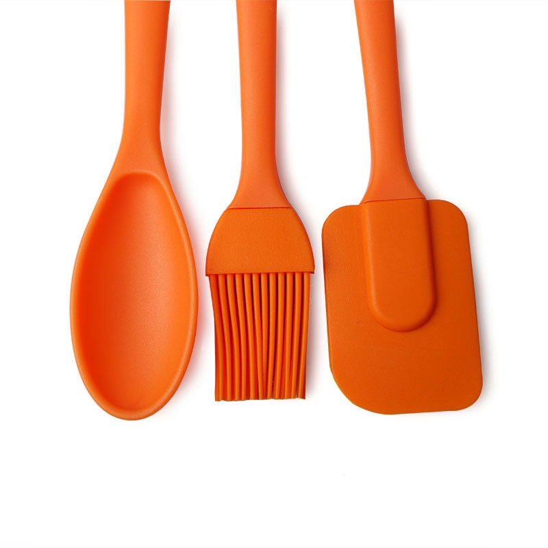 3pcs / set Sendok Spatula Pengikis Bahan Silikon Warna Acak Untuk Alat Memasak