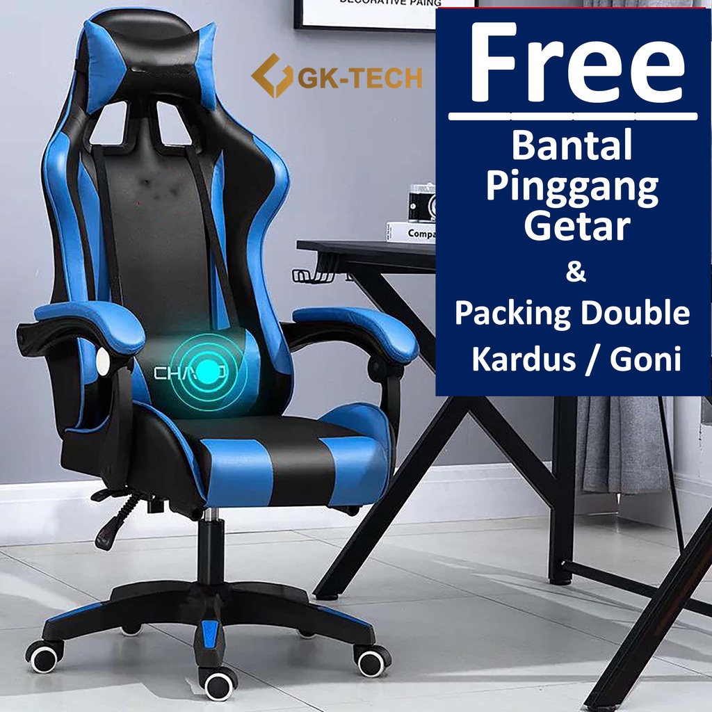 Kursi Gaming Gamers Chaho Gaming Chair Kursi Gaming Hidraulik Hidrolik Kursi Main Game Kursi Gaming Pink Melody Biru Melody-Biru Tanpa Footrest
