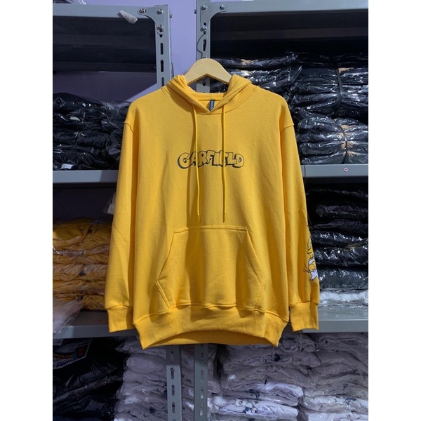 COD 9.9 Hoodie Jaket Pria Wanita Hnm Garfield Kuning Yellow Sweater Unisex Cowok Cewek Full Tag