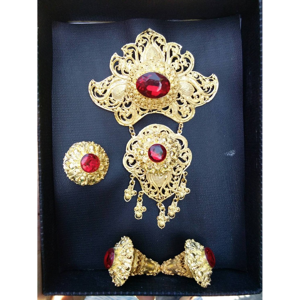 Bros Alpaka Bali Set Bros Anting Cincin Sirkon asli plus cerorot