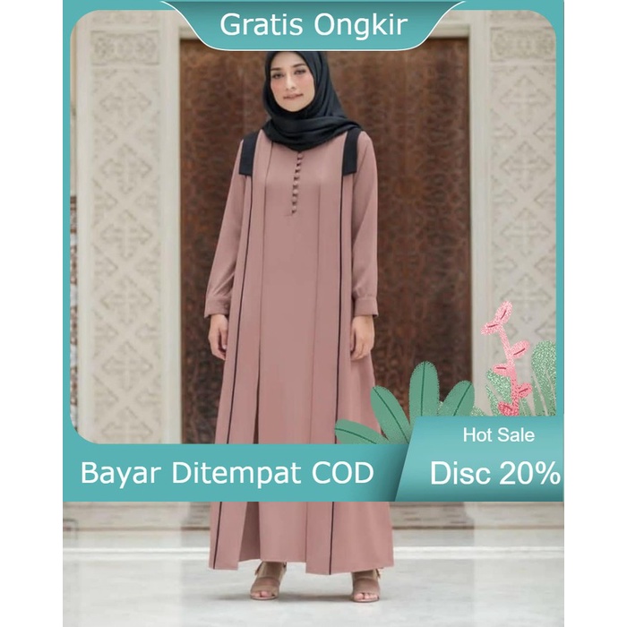 Baju Gamis Syari Wanita Terbaru Shiya Dress Termurah - Moca