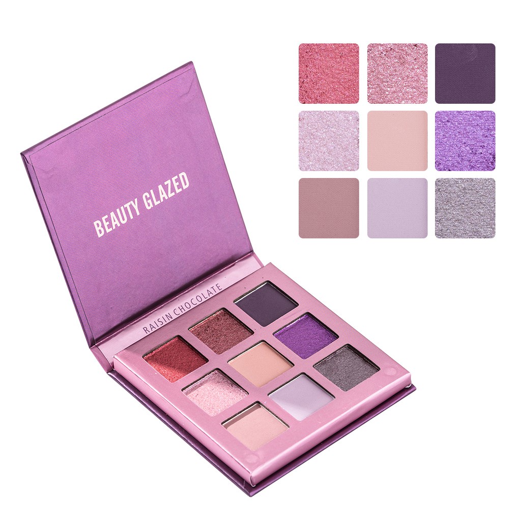 BEAUTY GLAZED 9 Warna Palet Eyeshadow Pigmented Kosmetik Riasan Mata Tahan Air