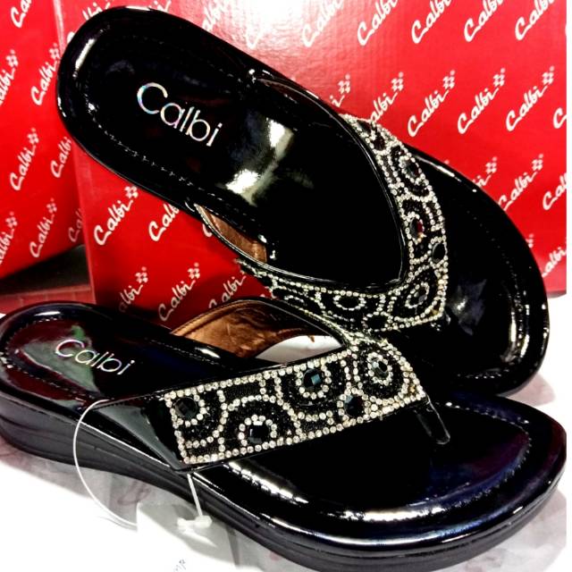 Sandal CALBI JAPIT TEPLEK HITAM