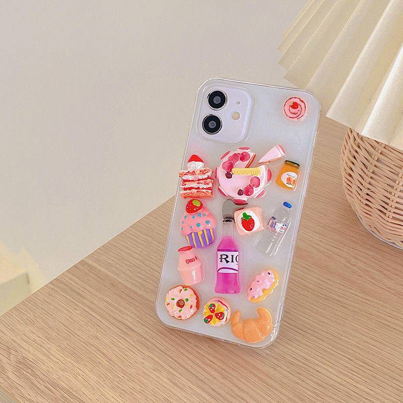 Case Pelindung Motif Makanan 3D Untuk iPhone 13 12 11 Pro MAX Mini X XS MAX XR SE 2022 2020 7 8 Plus