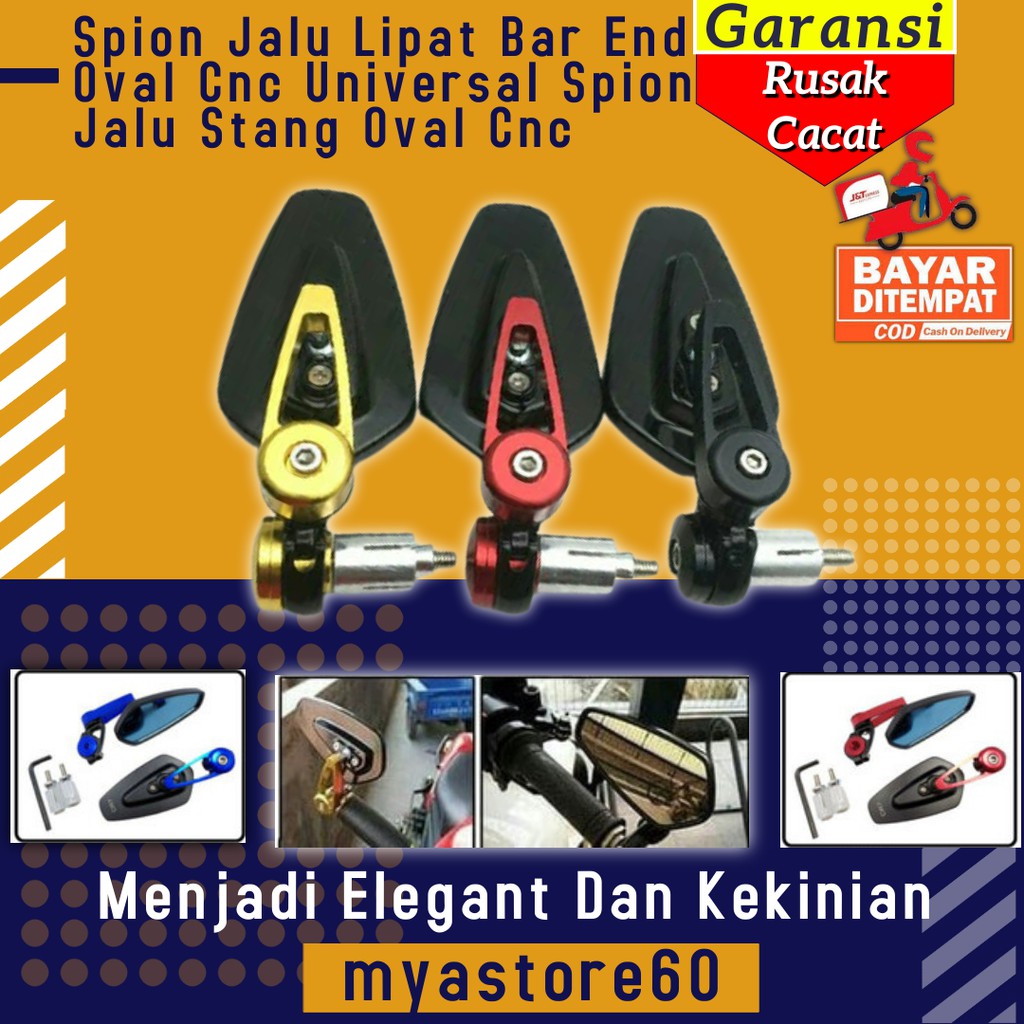 Spion Sepion Jalu Lipat Bar End Oval Cnc Universal Spion Jalu Stang Oval Nmax CBR Ninja Universal