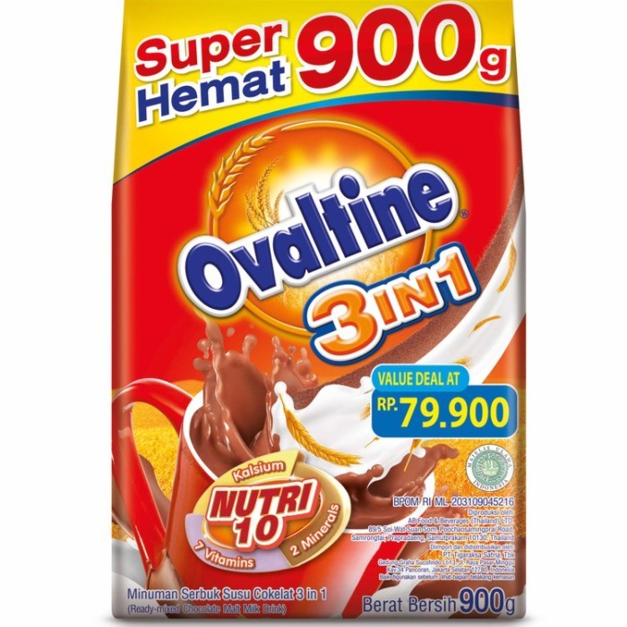 

OVALTINE 3 IN 1 CHOCOLATE MALT MILK DRINK 900 GR