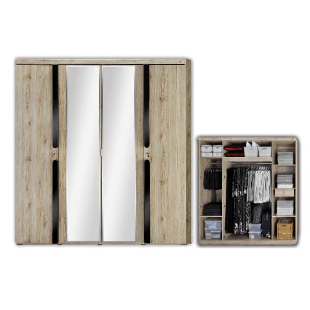 Lemari Pakaian 4 Pintu Activ Palazzo LP 401 Sanremo Oak Black Glossy