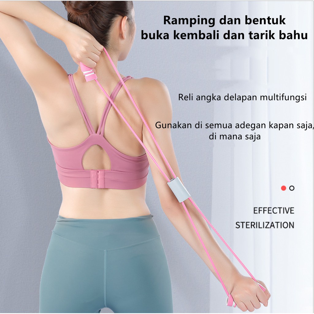 Tali Stretching Fitness Gym Yoga 8 Toning Tube Tali Olahraga JS8 Alat Olaraga Yoga