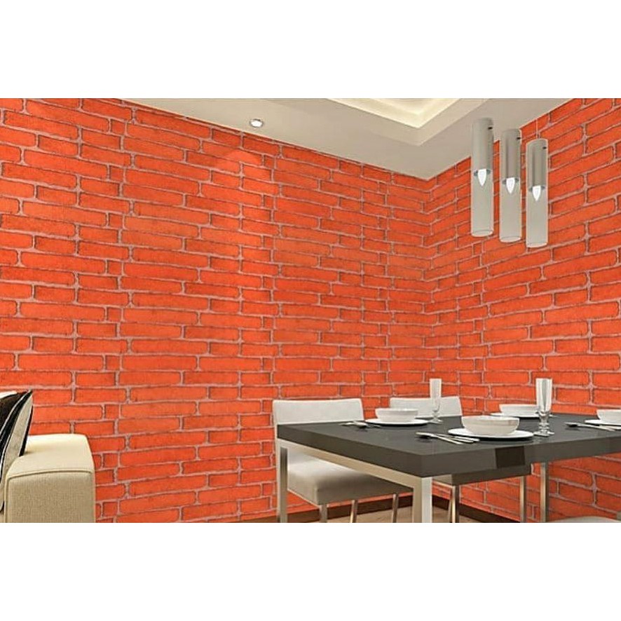 Wallpaper Sticker Motif Bata orange (BG 075 - 5191) / Wallpaper Sticker Murah dan Berkualitas