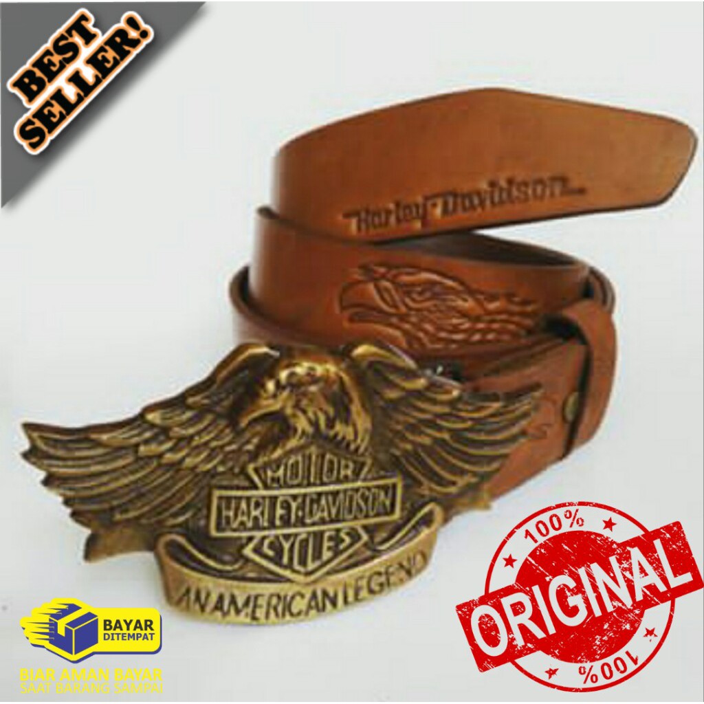 SABUK KULIT ASLI HARLEY DAVIDSON GESPER ELANG KOKOH DAN TEBAL