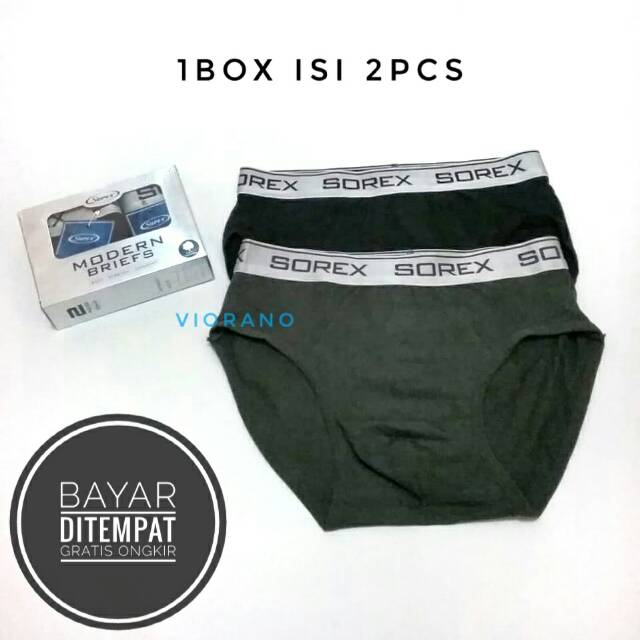 1Box Isi 2Pcs Cd Sorex M3901 Cotton Modern Briefs Celana Dalam Pria Model Segi Tiga Premium M L XL