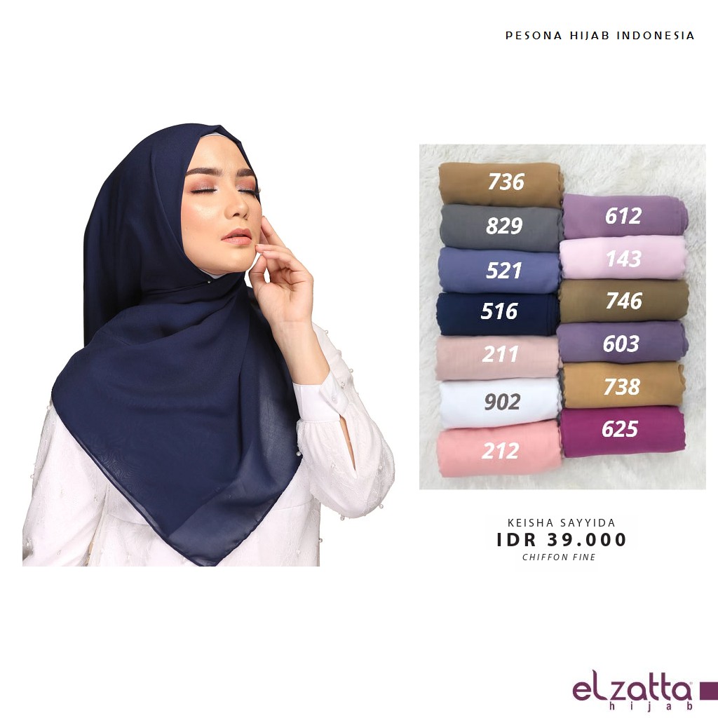 Jilbab Elzatta Segi Empat Polos Keisha Sayyida