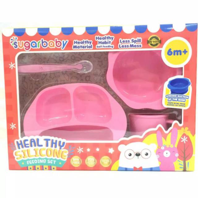 Sugar Baby Healthy Silicone Feeding Set 4 pcs Piring Mangkok Bayi Silikon