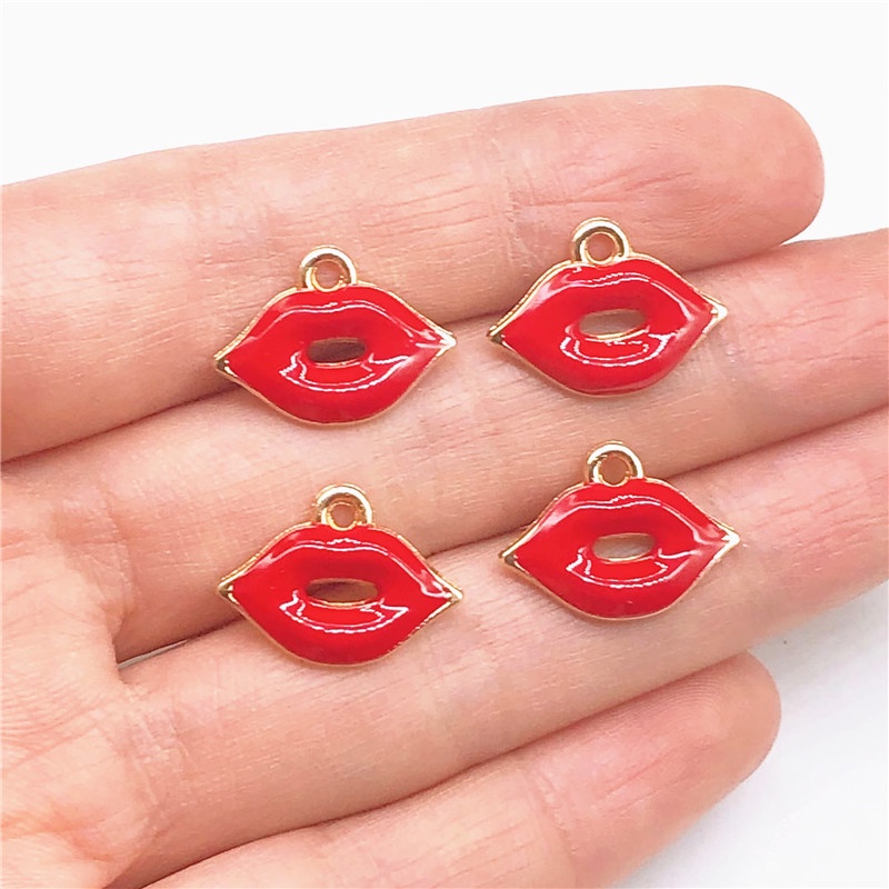 4pcs Liontin Kalunggelanganting Enamel DIY Bahan Alloy Warna Merah Charms