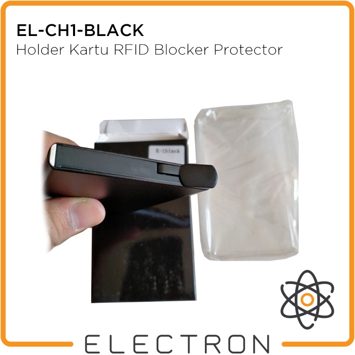 EL-CH1-BLACK Card Holder Kartu RFID Blocker Protector Aluminium