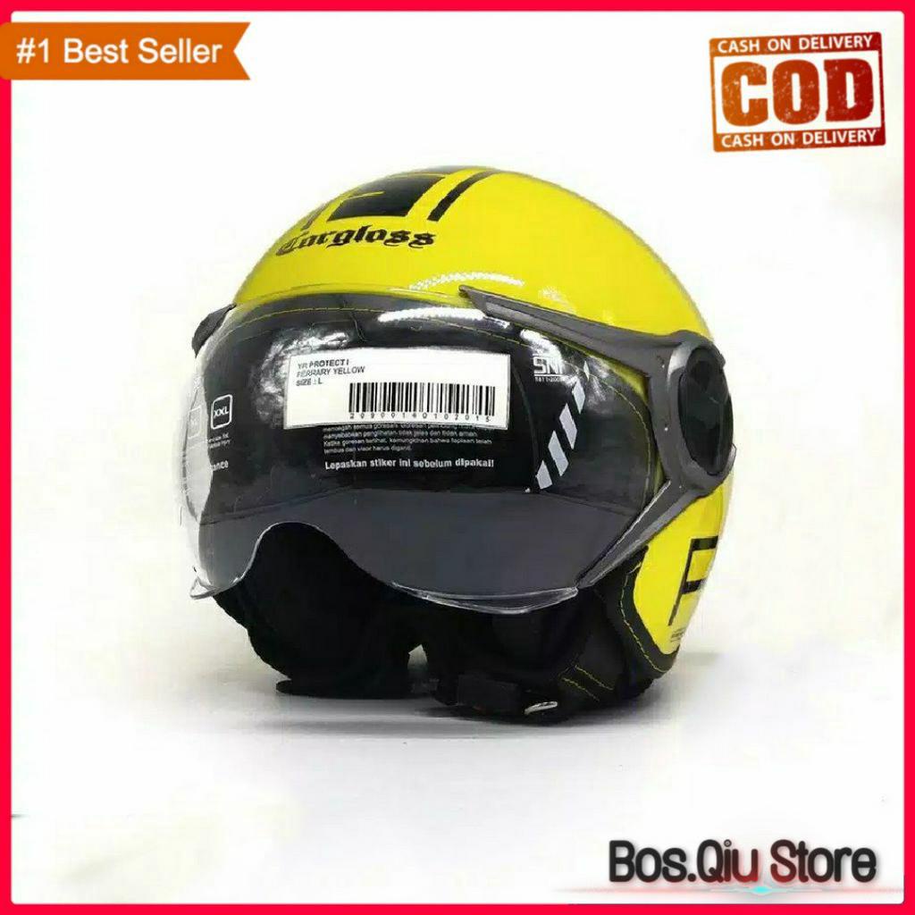Helm Retro Bogo Cargloss YR Protect Kuning Glossy Yellow