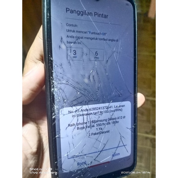 LCD vivo Y91 minus touchscreen retak