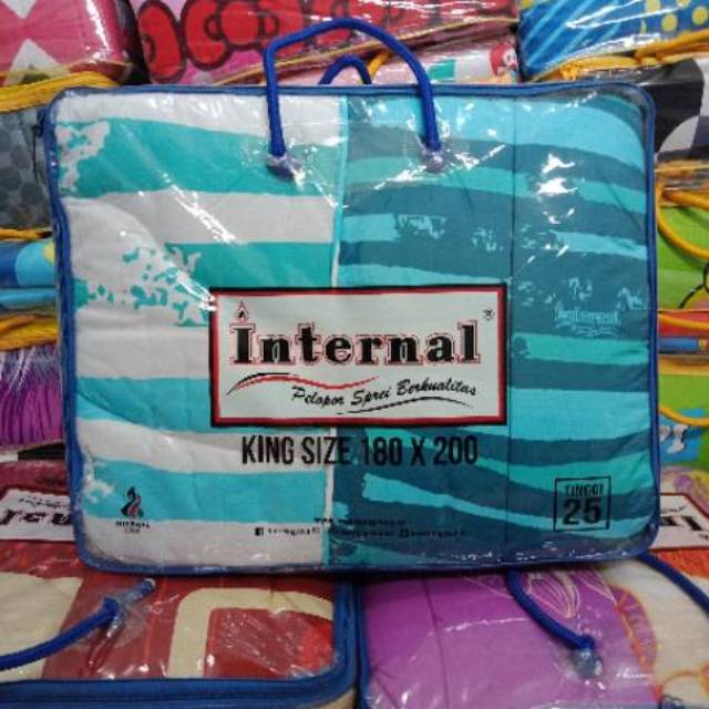 Bedcover Internal King FLAT 180x200 cm Tinggi 25 cm 3D 3in1 Disperse Kualitas Premium