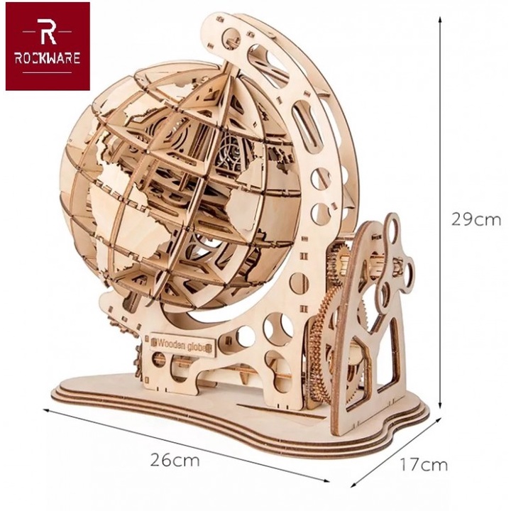 ROCKWARE RW-DIY06 - Creative Wooden Puzzle 3D - World Globe Model