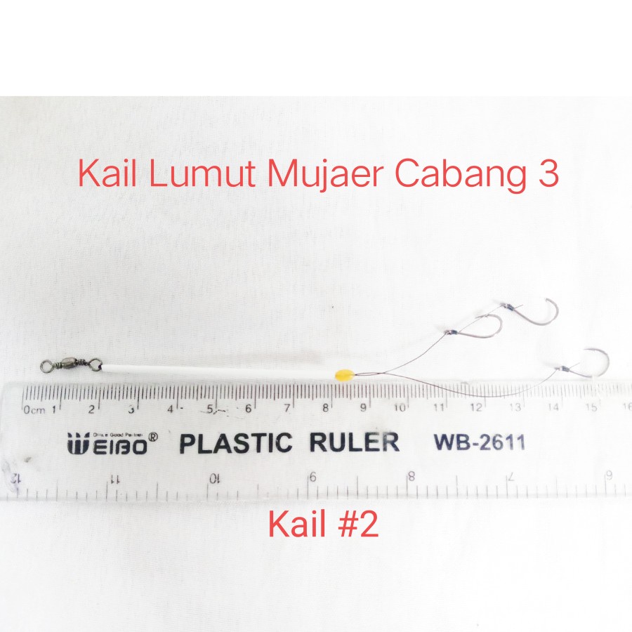 Hook Kail rangkaian Lumut mujaer rakitan cabang 3 pancing mujair murah