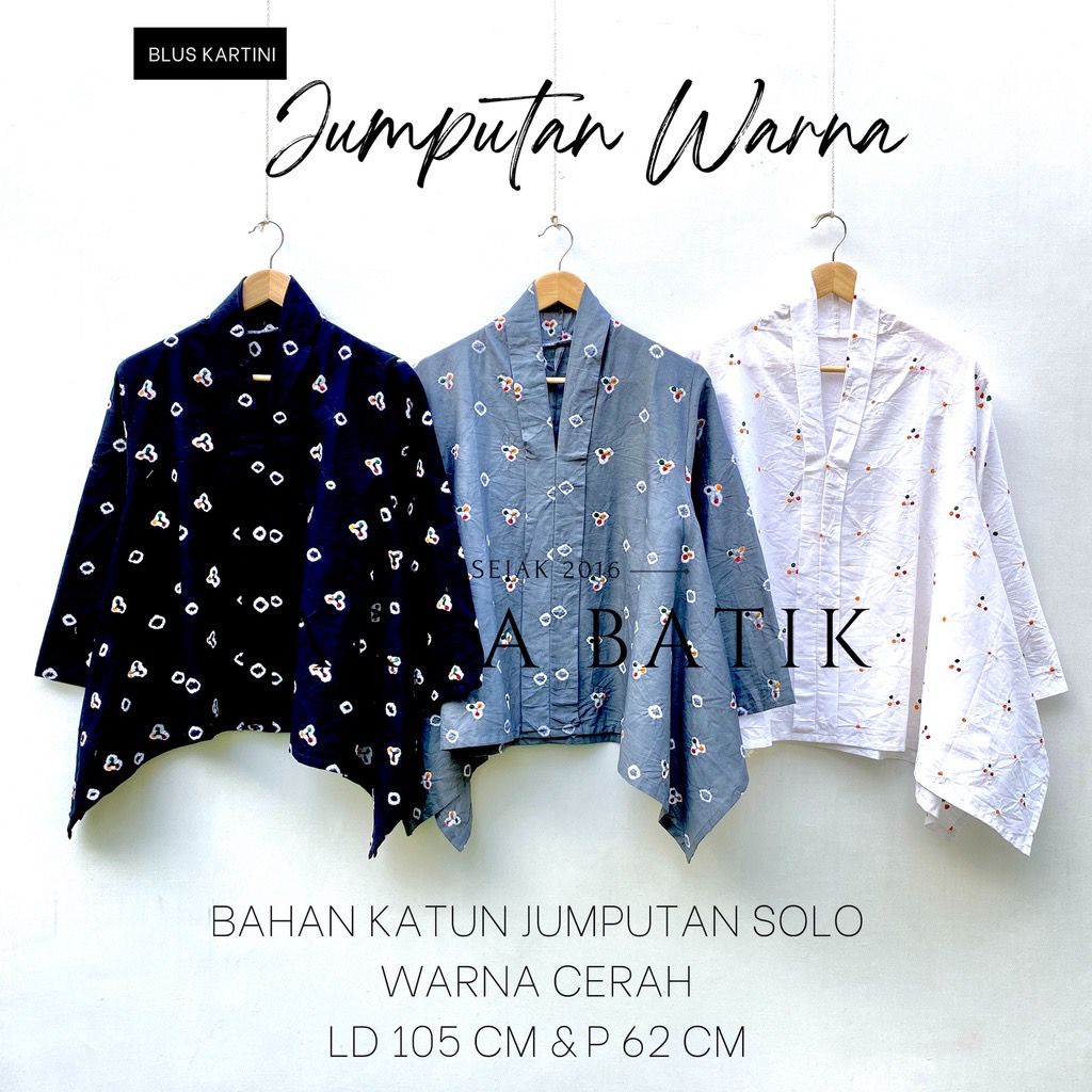 READY STOCK !! PREMIUM Blus Kartini Waka Jumput Warna Atasan Kebaya Original Jumputan Solo Casual Modern Klasik Kerja Kantoran Kondangan