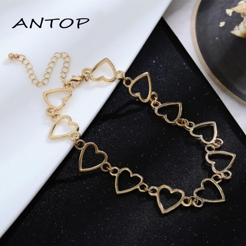 Kalung Rantai Liontin Hati Bulat Gaya Vintage Untuk Aksesoris Wanita Hip Hop Aksesoris Fashion Wanita ANTOP