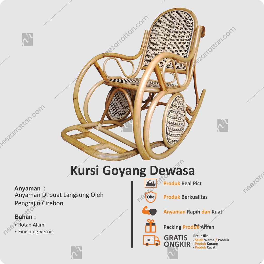 Kursi Santai Teras Lipat Goyang Dewasa Malas Selonjor selonjoran dari Rotan