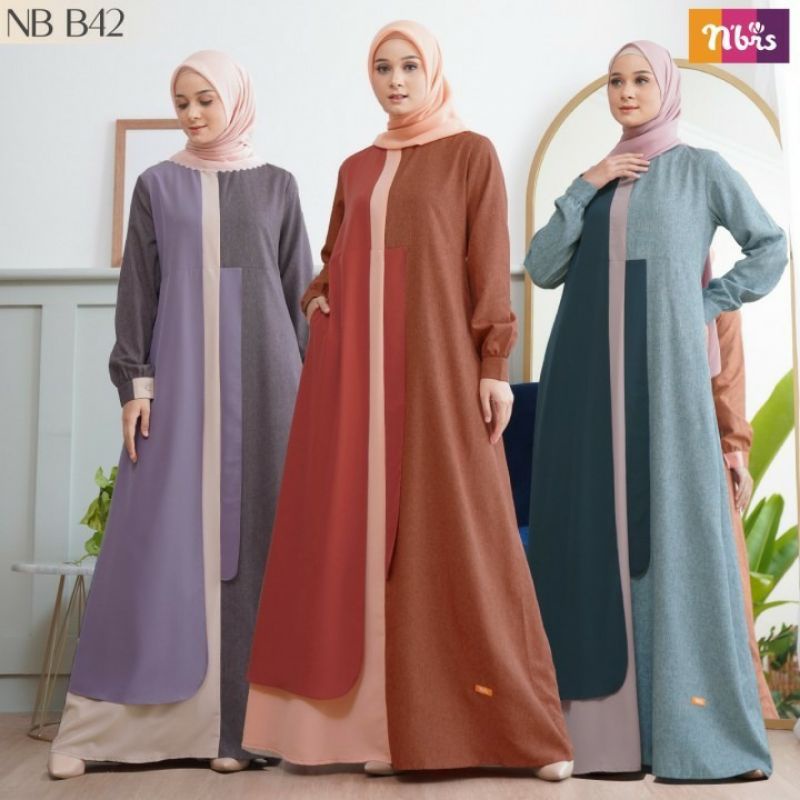 Gamis Nibras Terbaru 2021 / Nibras Gamis NB B42 /Baju Pengajian /Gamis Remaja /Dress Cantik Elegan / Baju Muslim / Baju Lebaran % Original Nibras [COD]