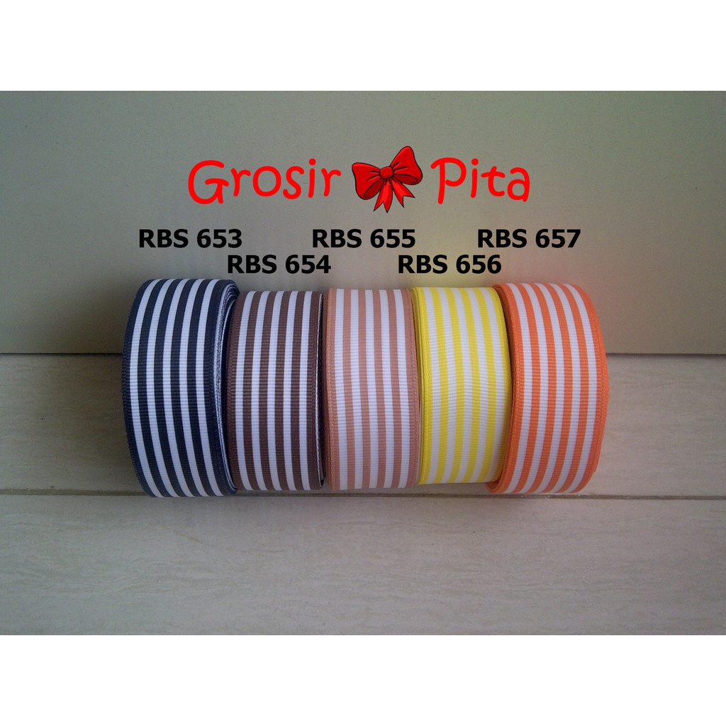 

(25 yard) Pita Grosgrain Motif Garis RBS 653,654,655,656,657 | Toko Bahan Craft | Grosir Pita