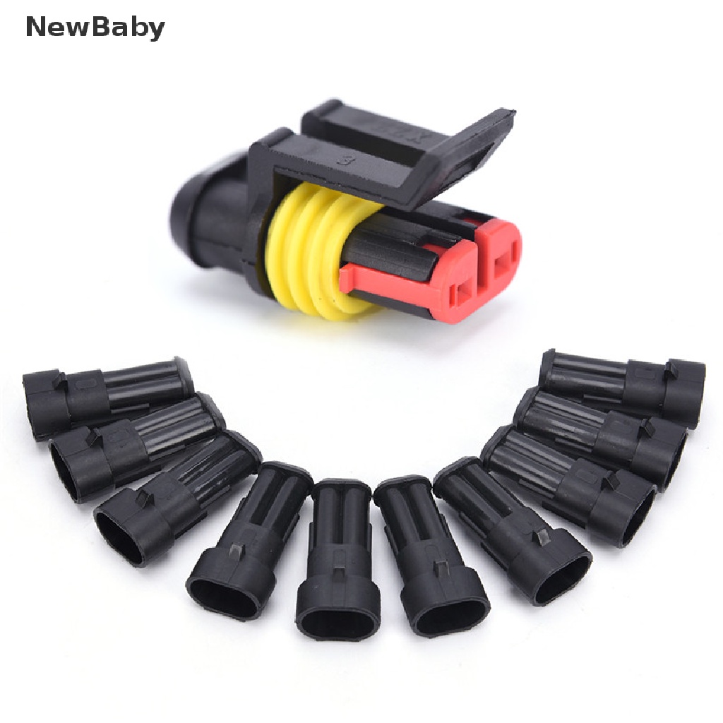 Newbaby 10pcs Konektor Kabel Listrik 2 Pin Anti Air Untuk Mobil