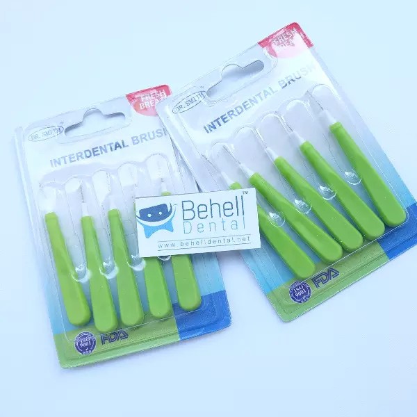 sikat interdental brush / sikat sela behel gigi / sikat kawat gigi dr smith  ortho [ hijau isi 5 ]